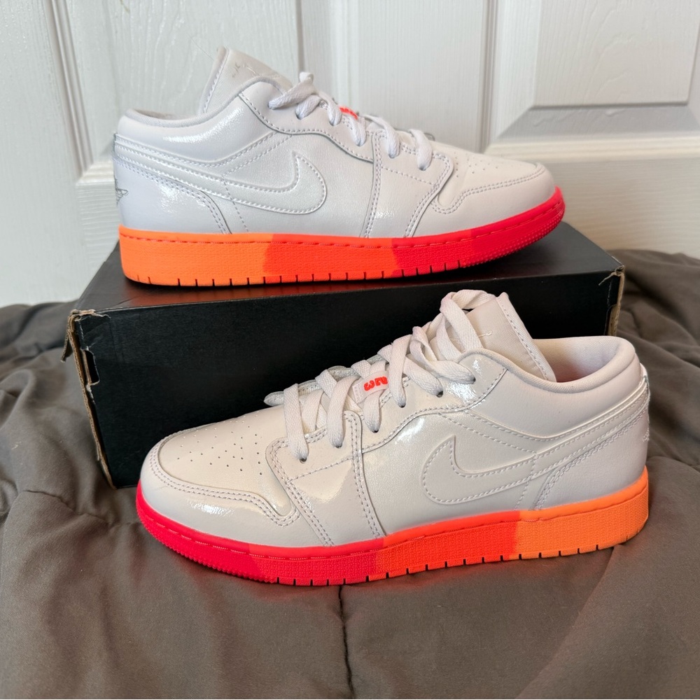 Air Jordan 1 Low White and Neon Ombre